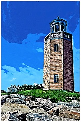 Avery Point Lighthouse Tower. Digital Painting.